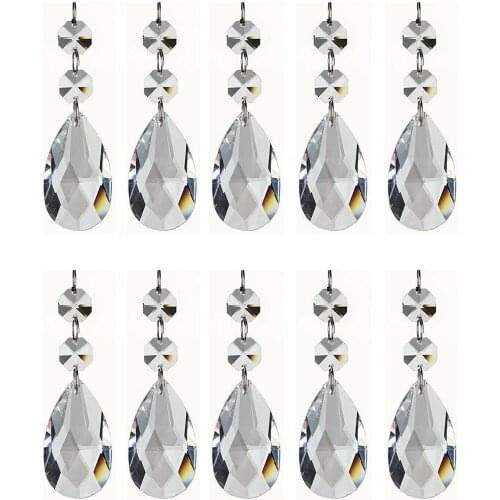 Camal 20Pcs Crystal Clear 38mm Teardrop Chandelier Prisms Pendants Parts Beads Hanging Lamp Lighting Part Home Decoration