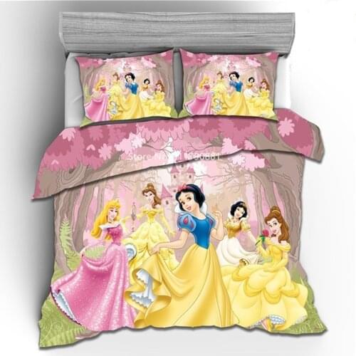 Disney Snow White Bella Rapunzel Bedding Set Down Quilt Cover Pillowcase Home Spin Girl Princess Style Bedroom Decoration