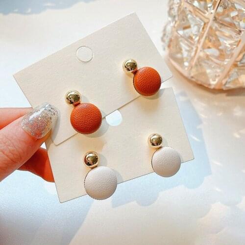 Korean Buttons Design Stud Earrings Fashion Women Vintage Drop Earrings серьги Small Lovely Round Dangle Jewelry Accessories