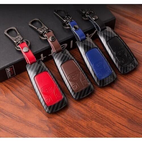Carbon Fiber Leather Car Key case holder For Audi A3 A4 B6 B8 B7 B5 A6 C5 C6 Q3 Q5 Q7 TT A1 A7 A8 S3 S4 S5 S6 S8 A4L A6L Sticker