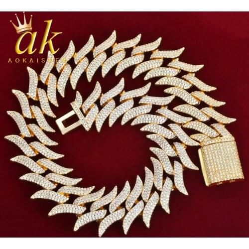 Big Size Cuban Chain Necklace for Men 24K Real Gold Color Plated AAAAA Cubic Zirconia Hip Hop Rock Street Jewelry 32mm