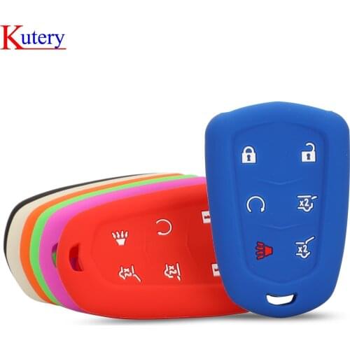 Kutery 10PCS Silicone Rubber Colorful Remote Car Key Cover Case 6 Buttons For Cadillac Escalade 2015-2016 Protection Replacement