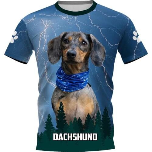 CLOOCL Dachshund Print Men T-shirts 3D Printed Pets Letter Men Clothing Short Sleeve Tops Unisex Harajuku Streetwear S-7XL