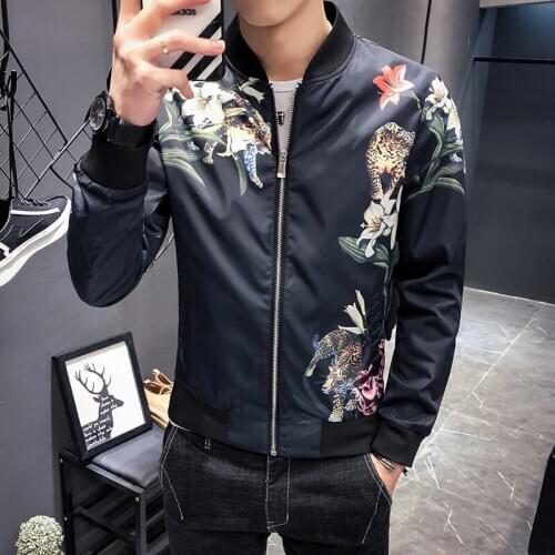 Flower Jacket Men 2019 Fancy Men Club Party Men Jackets Spring Chaqueta Para Hombre Cortaviento Hombre Slim Fit Chaqueta Hombre