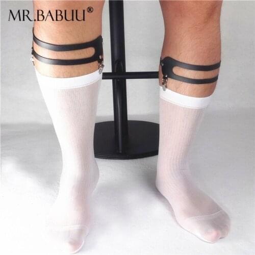 Mens and womens general high-end stockings thin socks with business European and American style double clip garter belt