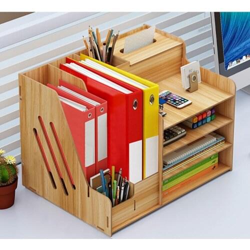 2020 New Office Document Shelf Diy Wooden Folder Desktop Storage And Sorting Box Storage box/book shelf/document shelf
