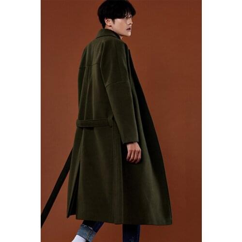 New Winter woolen long Woolen men Loose casual thick overcoat mens Windbreaker trench coat Jackets Plus size LX1325