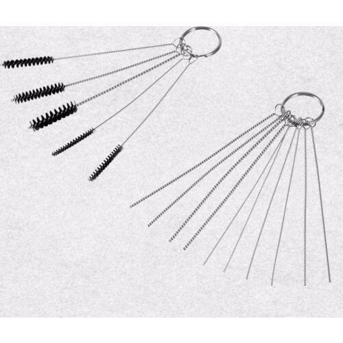 New Carburetor Carbon Dirt Jet Remove 10 Cleaning Needles and 5 Brushes Tool Kits for Car&Motor Carburetor Cleaning Needles