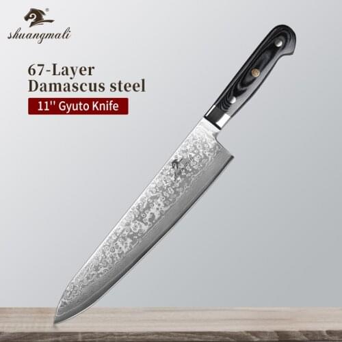 11 Inch Cleaver Meat Slicing Knife VG10 Damascus Steel Kitchen Chef Slicing Knives Cooking Tool Vegetable Cutting Slicing Knife