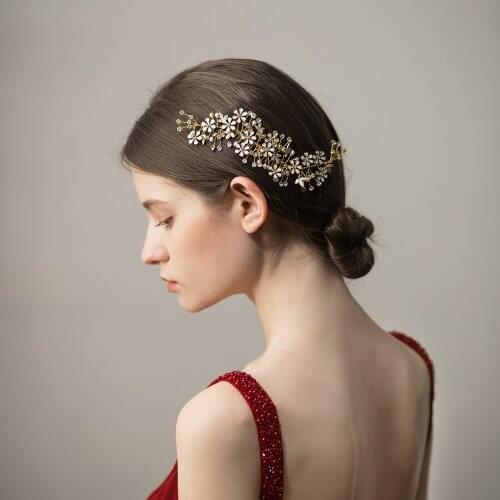 Romantic Sweetheart Bridal Headdress Alloy Crystal Rhinestone Ceramics Flower Hair Comb for Wedding Perform Studio Travel O024