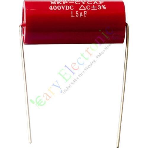 Wholesale and retail 10pc MKP 400V 1.5uf Red long copper leads Axial Electrolytic Capacitor audio amp free shipping