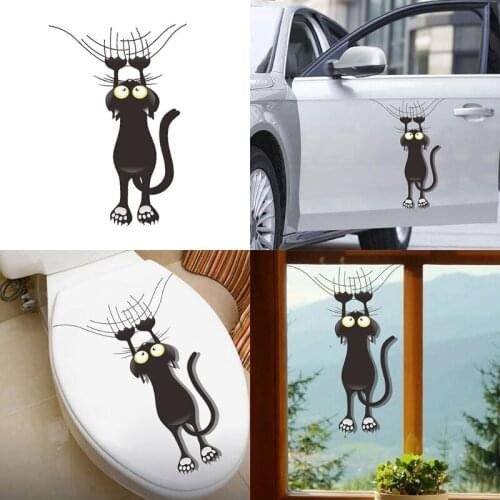 Falling Down Cat PVC Mirror Wall Sticker DIY Mural Window Decal Wallpaper Decor
