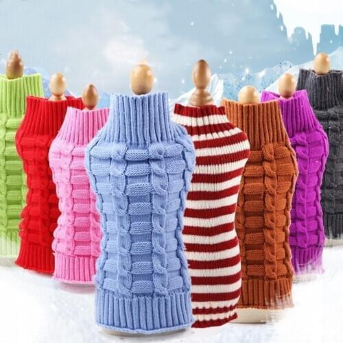 Stripe Pet Winter Knitted Dog Clothes Warm Jumper Sweater for Small Large Dogs Pet Clothing Coat Knitting Crochet Outfit Jersey