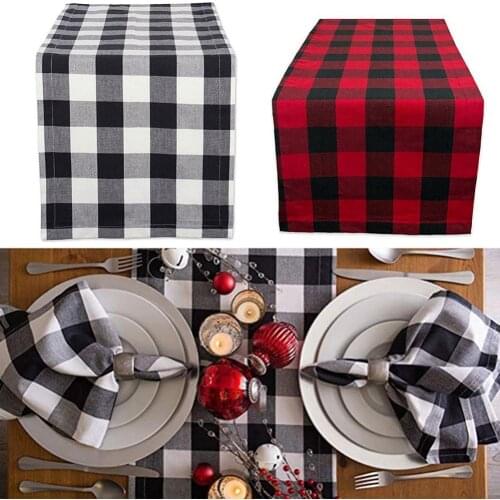 Christmas Plaid Table Runner Cloth Mat Cushion Home Wedding Party Decoration nappe de table mantel mesa table cover tapete