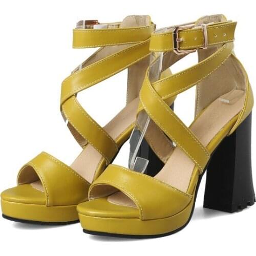 Big Size 11 12 13 14 15 16 17 high heels sandals women shoes woman summer ladies The fishs mouth cingulate Thick with sandals