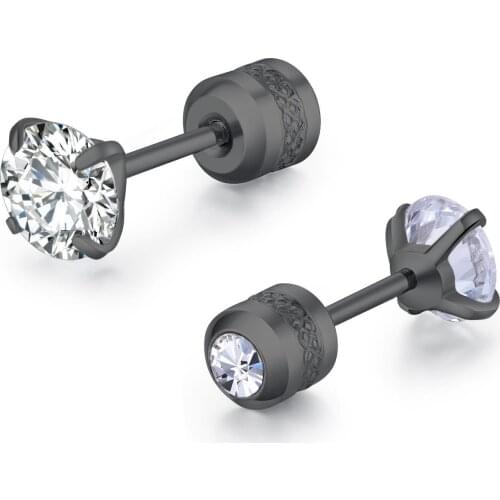 MIQIAO Stainless Steel Titanium Crystal Pendientes Brincos Piercing Stud Earrings for Women Girls Couple Friends Gift Jewelry