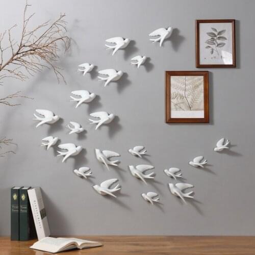 Modern Creative Minimalist European-style Room Living Room Hotel Background Wall Soft Ceramic Wall Ornaments 3D Bird Decoration