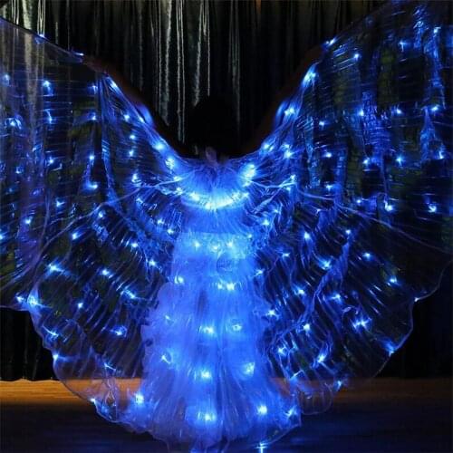 K04 Ballroom dance led costumes 6 colors change colorful led wings bellydance luminous cloak singer perform outfit glowing rave