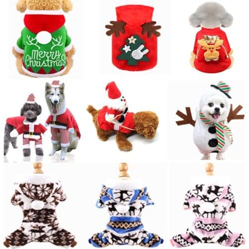 Warm and Comfortable Winter Puppy Christmas Costume Cute Santa Claus Elk Snowflake Sweater Long Sleeve T-shirt Jacket