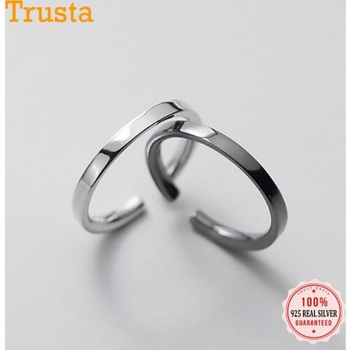 Trustdavis Real 925 Sterling Silver Temperament Contracted INS Smooth Surface Opening Ring For Women Girls Jewelry Gift DA1611