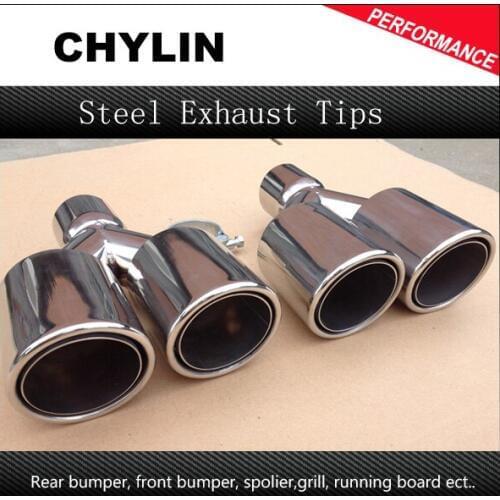1Pair ID:54mm OD:89mm Silver End 304 Stainless Steel Racing Dual Tip Exhaust Muffler Tip