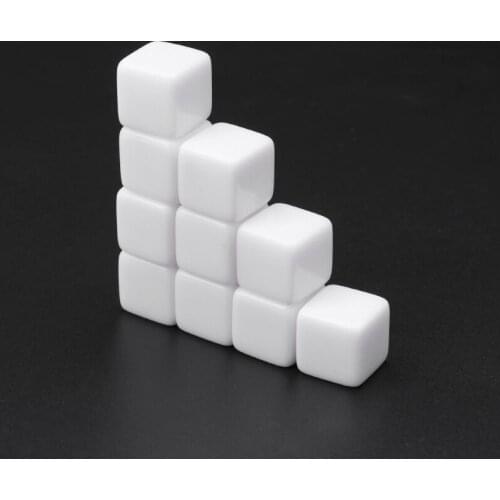 10Pcs Square Corner 6 Sided Dice 16mm/18mm/20mm White Blank Cubes For Kid Toy