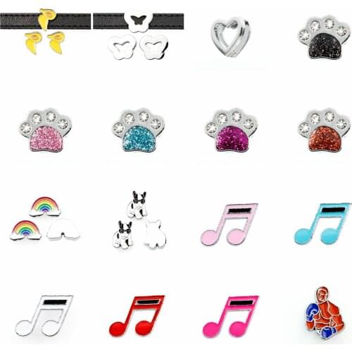 10pcs/lot Internal Dia 8mm Slide Charm Bear Dog Paw DIY Accessories fit 8mm wide belt pet collar