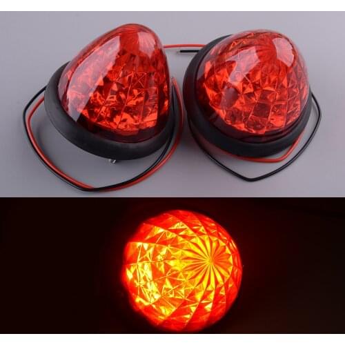 2Pcs Trailer Truck 16-LED Red Round Beehive Cone Side Marker Light Grommet Clearance Cab Sleeper Lamp Led 2W 24V 0.1A