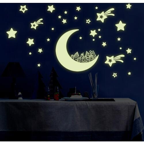 20*25cm night Light Luminous stickers home decor home decoration wall sticker for kids rooms wall decals MOON AND STARS Y0016