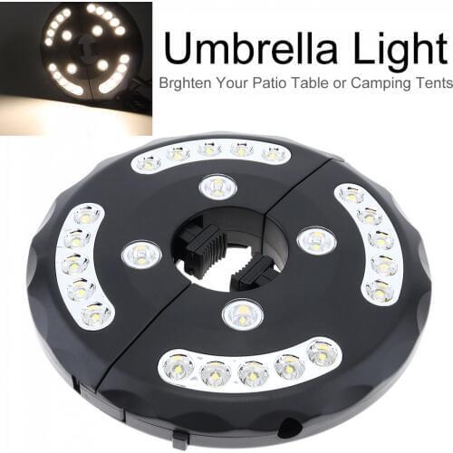 200 lumens 4 x AA Battery Operated Warm White Cordless Umbrella Pole 24 LED Lights with 3 Brightness Modes for Camping Tents