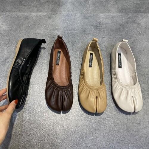 2020 Ins Pleated split toe shoes for women riband flats ballerina soft bottom loafers solid cozy ninja trotter flats size 35-40