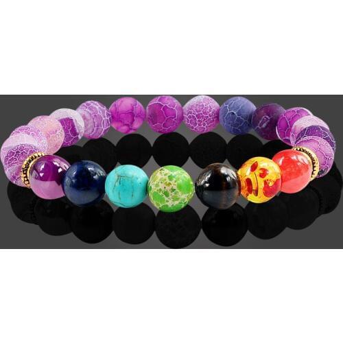 11 Natural Stone Beads Multicolor Bangle 7 Chakra Healing Balance Beads Bracelet for Women Reiki Prayer Yoga Wristband Jewelry