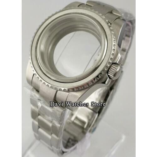 40mm Watch Case For NH35 NH36 NH35A Automatic Movement Sapphire Glass Steel bracelet transparent Seeing Through Back cover