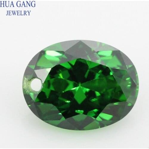Single Hole AAAAA Oval Shape Brilliant Green Cubic Zirconia Stone For Jewelry Making 4x6~10x14mm High Quality CZ Beads