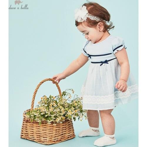 DBH15927 dave bella summer baby girls cute bow floral dress children fashion party dress kids infant lolita clothes