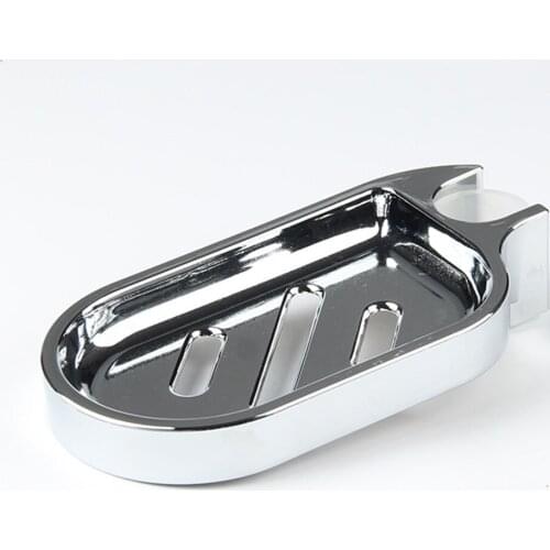 Bathroom Soap Holder Fashion Simple Hollow Bottom Chrome Plated Adjustable Shower Rail Slide Accessories