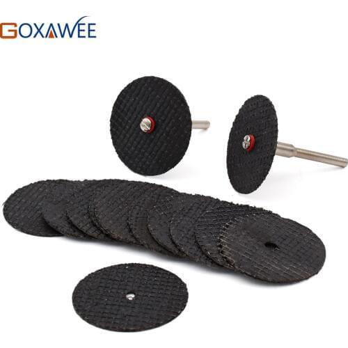 GOXAWEE Resin Cutting Disc Grinding Wheel Abrasive Cutting Discs Mini Drill For Dremel Rotary Tool Accessories 10pcs & 2Mandrels
