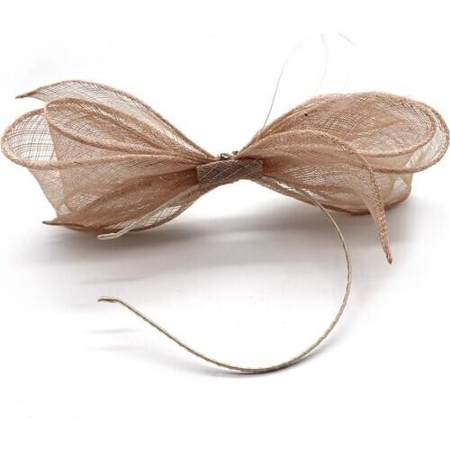 Hot Sale Cream-colored Fedora Womens Hats Linen Fascinators Church Cap Wedding Woman Hat Cocktail Tea Party Bow Hair Clip Baby