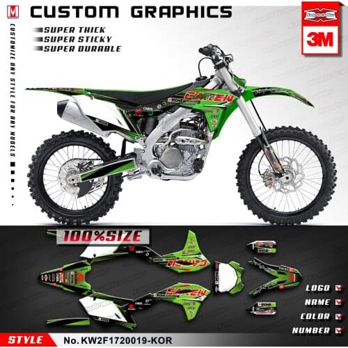 KUNGFU GRAPHICS Personalised Vinyl Decals Motocross Stickers Self Adhesives for KXF 250 2017 2018 2019 2020, Green Red