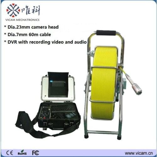 60m snake cable 8 inch TFT LCD monitor 23mm stainless steel underground sewerage pipe drain inspection camera