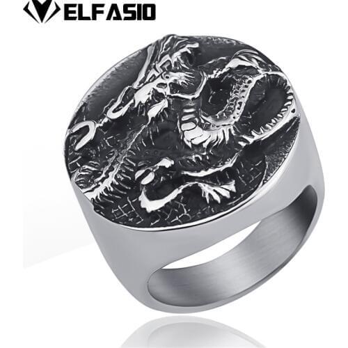 Dragon Yin and yang tai chi Stainless Steel Ring Biker Vintage jewelry US Size 8-13