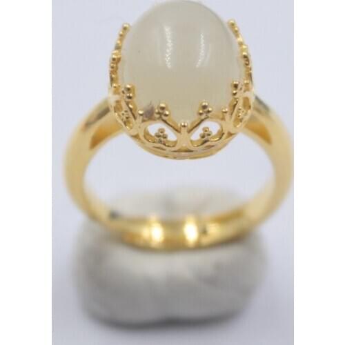 Genuine S925 Sterling Silver Ring Natural Nephrite Crown Band Ring 13mmW US6-8 / Women Gift