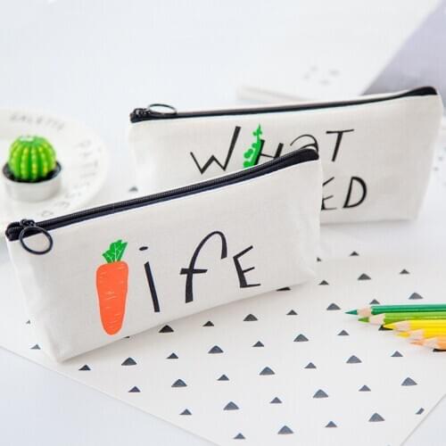 New Korean Vegetarian Student Stationery Box Multi-function Zipper Pencil Box Inverted Trapezoid Pencil Storage Bag