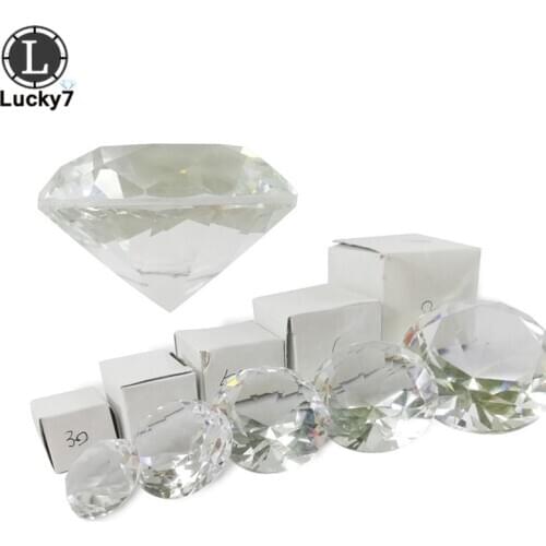Crystal Clear Paperweight Faceted Cut Glass Giant Diamond Jewelry Decor Craft