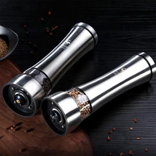 Pepper Mill 304 Stainless Steel Salt Grinder Kitchen Accessories Tool Spice Gadgets Cooking Adjustable Ceramic Core Dropshipping