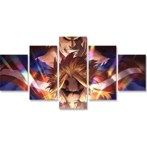 My Hero Academia All Might Wall Art Painting 5 Panels Wall Decor Poster Art Pictures for Living Room Home Decoration