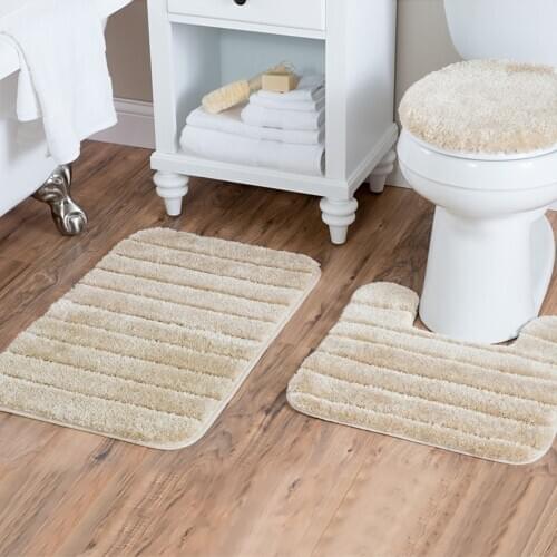 Bathroom Mat Set Bath Floor Rug Water Absorption Toilet Seat Cover Bathroom Door Mats Anti-slip Toilet Rug Carpet Solid Color L
