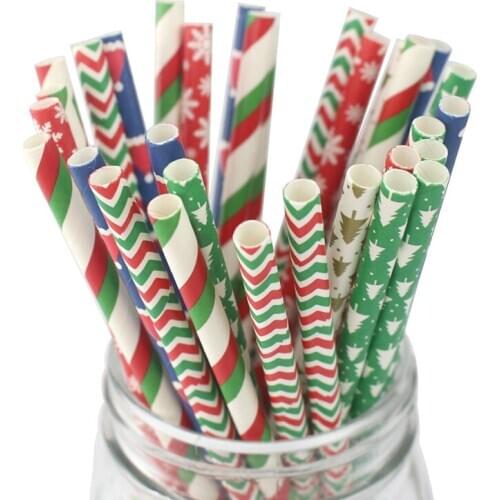 New Hot Paper Drinking Straws Set Disposable Tableware Christmas Wedding Party Supplies SMR88