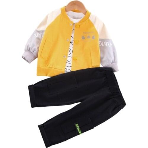New Spring Autumn Baby Girls Clothes Children Boys Cartoon Jacket T-Shirt Pants 3Pcs/Sets Toddler Casual Costume Kids Tracksuits