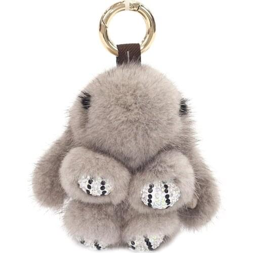 New Color Plush Rabbit Doll Keychain Pendant Girl Bag Car Interior Alloy Hanging Ring Jewelry Children Plush Small Gift
